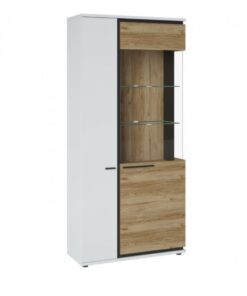 Vitrine Salinas 93x199,3x37cm Alpinweiß Catania Eiche