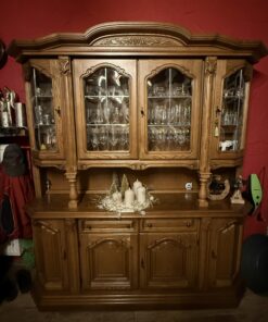 Vitrinenschrank Eiche dunkel Vollholz