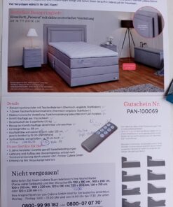 Einzelbett Panama mit elektromotorischer Verstellung. Farbe Salbei.