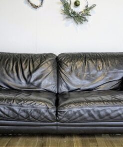 Elegantes schwarzes Ledersofa in Top-Zustand – Nichtraucherhaushalt ohne Haustiere