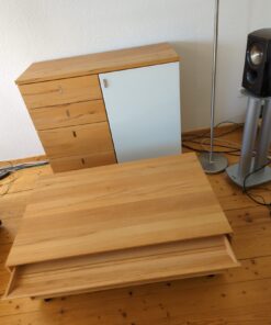 Team7 Lux Couchtisch und Team7 Cubus Sideboard in Kernbuche
