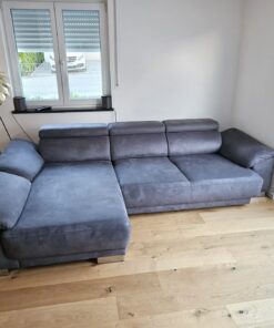 Sofa Eckcouch Couch Alcantara Wildleder grau