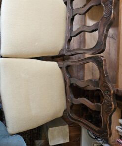 2 Stühle, antik, gelbes Mohair
