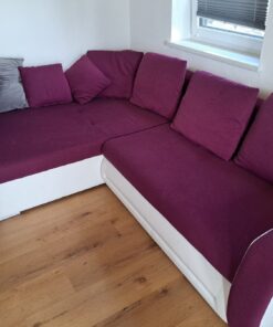 Lila weiße Couch mit Ausziehfunktion, Stauraum