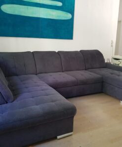 Wohnlandschaft Karina anthrazit (mit Schlaffunktion und Stauraum)