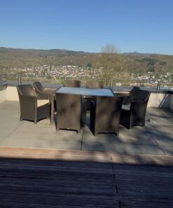 DEDON Barcelona 8 Armlehnstühle, Tisch 1,50 x 1,50
