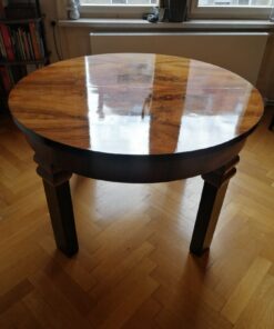 schöner Esstisch, Art déco, rund (125 cm), ausziehbar (200 cm)