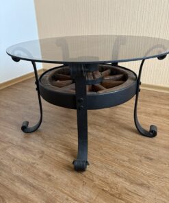 Schmiedeeisen Tisch mit abnehmbarer Glasplatte ca. 86 cm rund und ca. 52 cm hoch