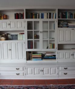 Wohnzimmerschrank, Eiche massiv,weiß gekalkt, 6teilig