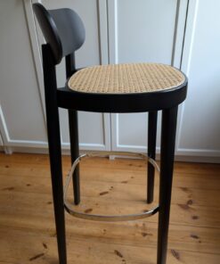 2 x Thonet 118 HT Barhocker in Schwarz mit Geflecht