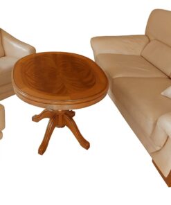 Hochwertige Couchgarnitur in zeitlosem Design, Couch, Sessel, Hocker, Tisch aus Edelkirsche, gepflegt, ca. 20 Jahre