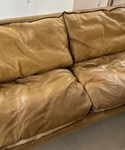 Woodnest Sofa 3-Sitzer aus massivem Eichenholz und Leder Cheyenne