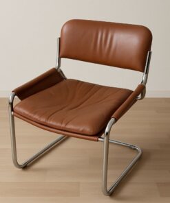 Freischwinger Echtleder Set 6teilig mit Glastisch