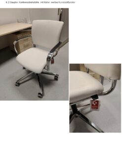 2 Dauphin Konferenzdrehstühle mit Rollen weißes Kunststoffpolster