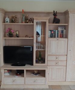 Wohnzimmer „Vienna“ komplett (4 Teile), Pinie massiv gekälkt und gebürstet